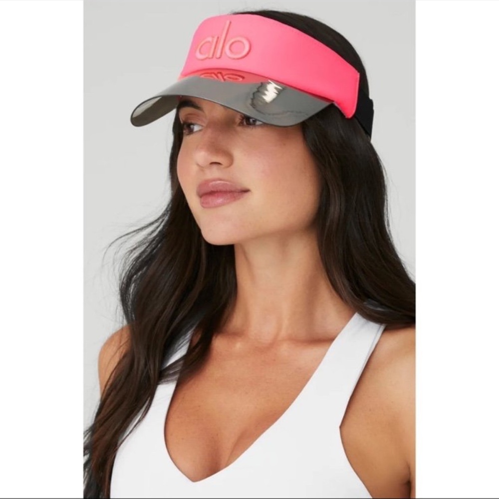 ALO Yoga Pink and Black Adjustable Visor Hat airlift solar